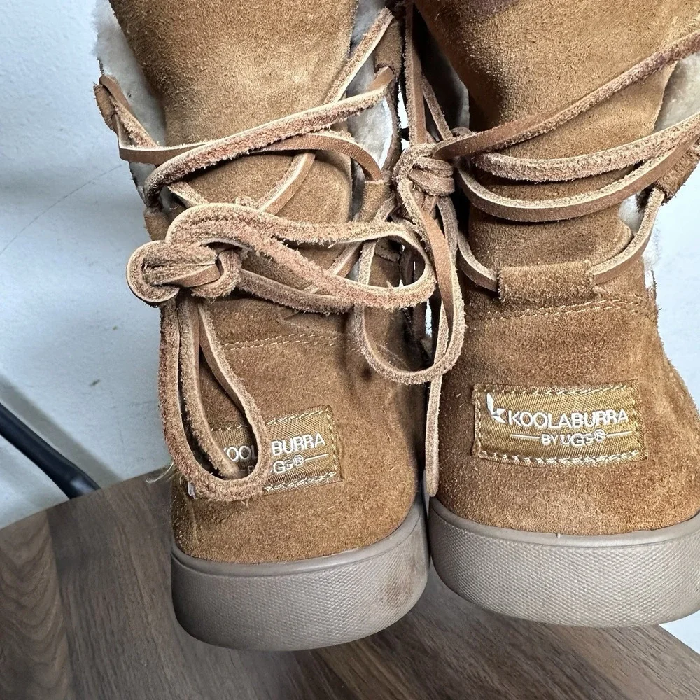 Koolaburra‎ by UGG Women's 9 Shazi Suede Zip & Lace Up Ankle Boots Chestnut Tan